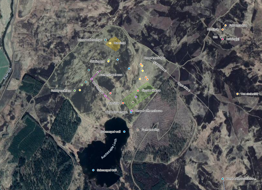 google map of Auchenchapel archaeolgy sites
